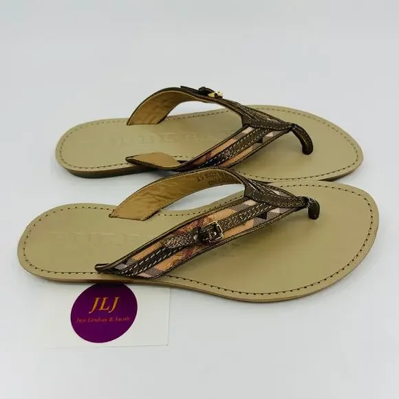 Burberry Women's Aldermary Haymarket Check Flip Flop Sandals Size 39 EU / 9 US - Picture 3 of 15